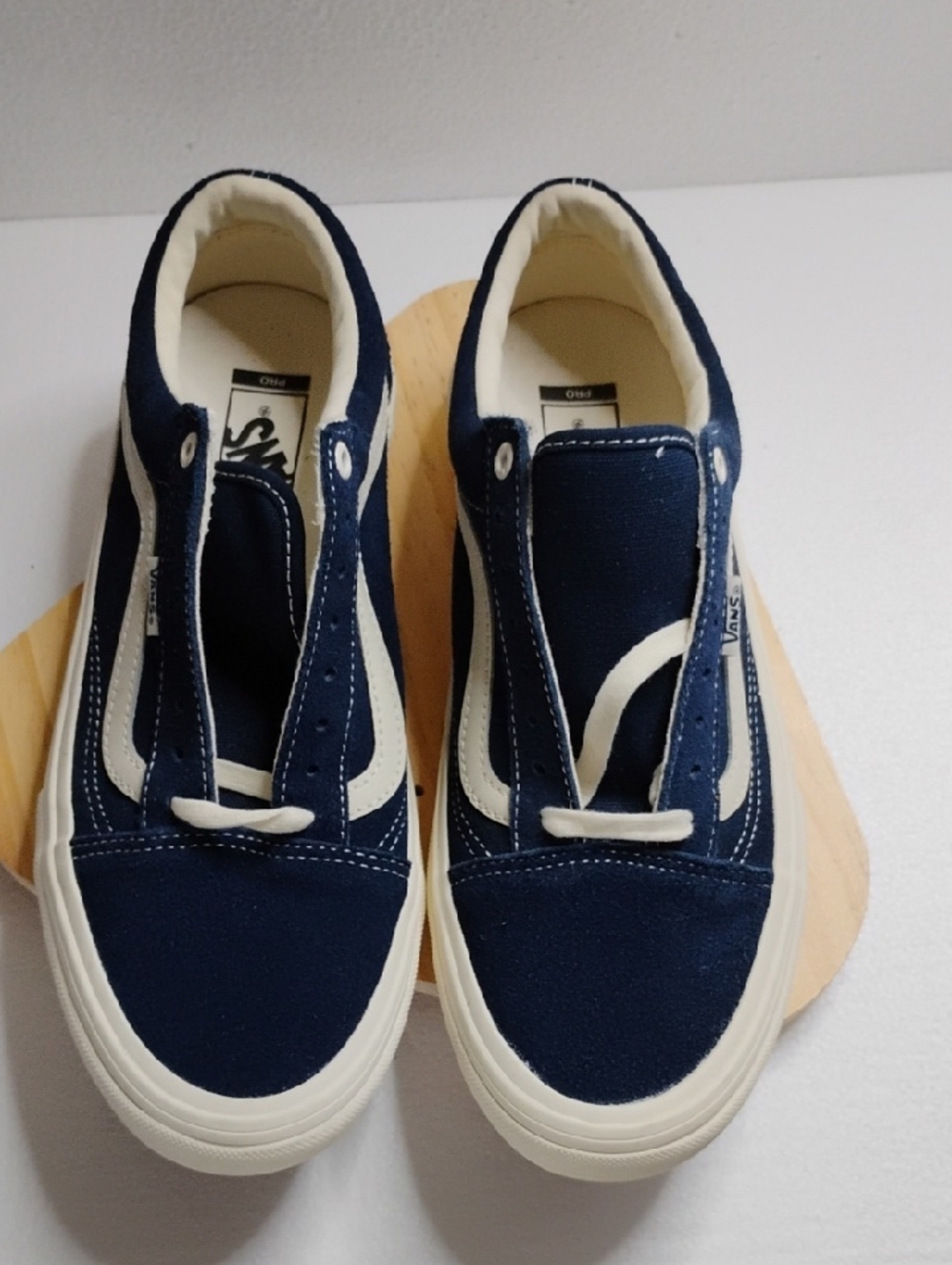 Vans Kids Navy and Cream Slip-On Style Skate Sneakers